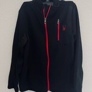EUC Spyder Knit Fleece Boys Jacket with Red Accent, Youth (14-16)